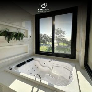 Banheira de Hidro Dupla em Acrílico+Aquecedor+Kit Instalação| Gardenia