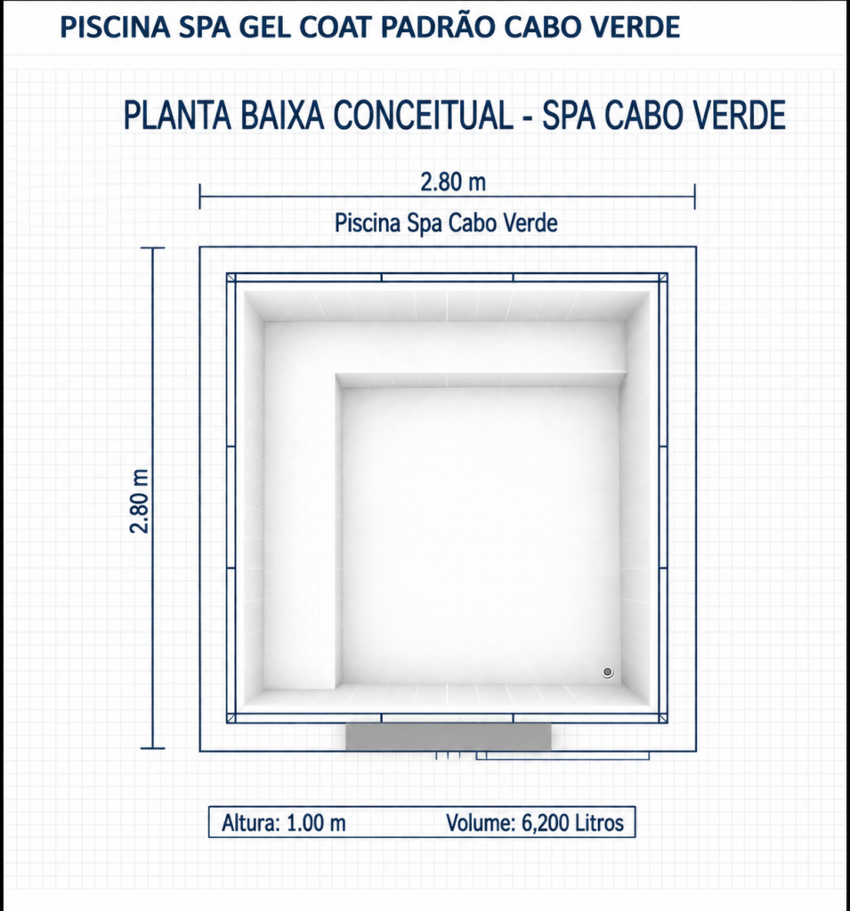 Planta baixa - Piscina SPA Gel Coat Padrão Cabo Verde